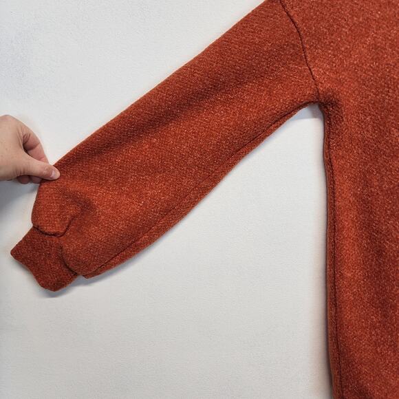White Birch Mock Neck Cutout Sweater Size S Burnt Orange Balloon Sleeve Autumn - Picture 8 of 10